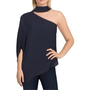 $245 NWT HALSTON ONE SHOULDER NECK WRAP FLOWYTOP BLOUSE